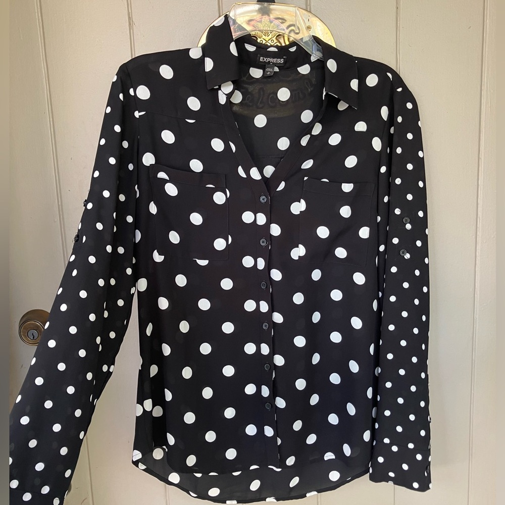 Express Polka Dot Button Down